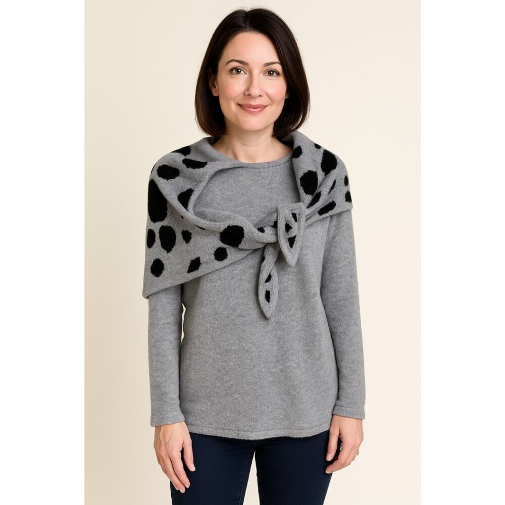 Vintage Outlander Sweater Attached Scarf Wool Angora Blend